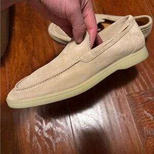 Men's light beige yacht loafers. Aurélien brand, European made